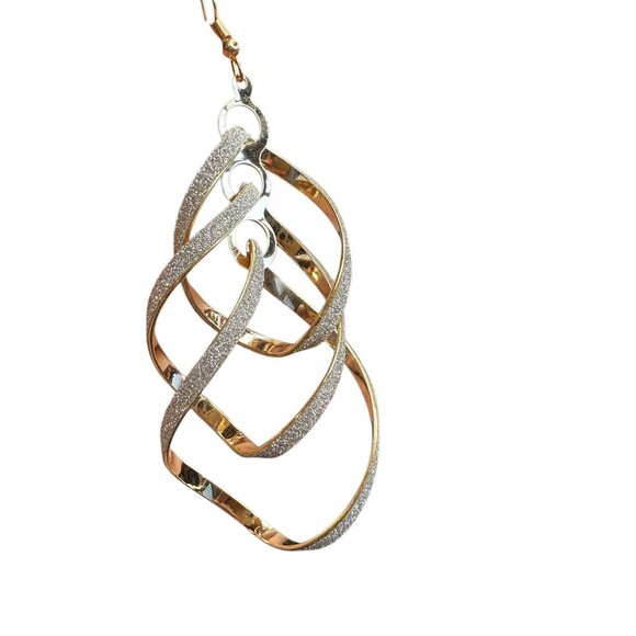 dangle earrings for women 2 pairs black gold tone sparkle 4 inches party - Picture 15 of 16